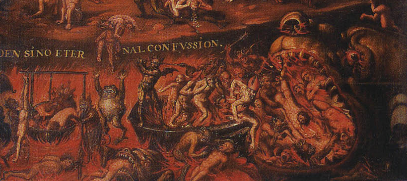 Diego Quispe Tito, detail of Hell, Last Judgment, oil on canvas, 1675