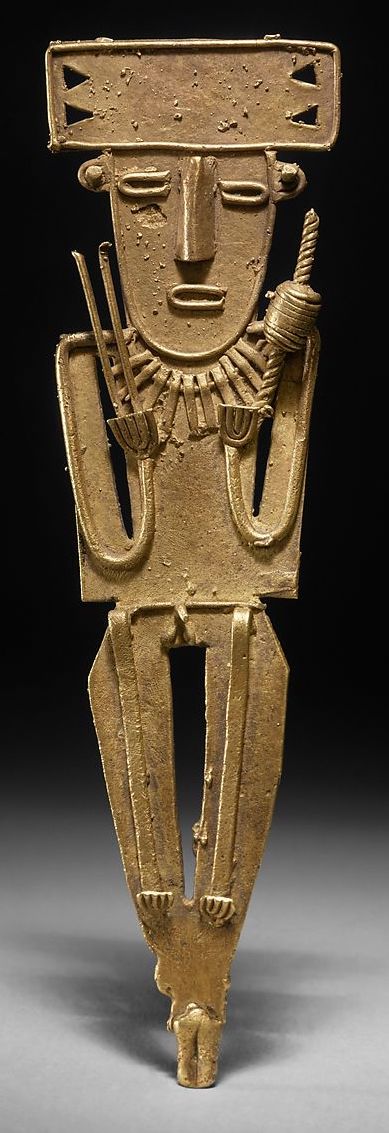 Muisca artist, Male Figure (tunjo), 10th–16th century, gold, Colombia, Guatavita Lake region (The Metropolitan Museum of Art)