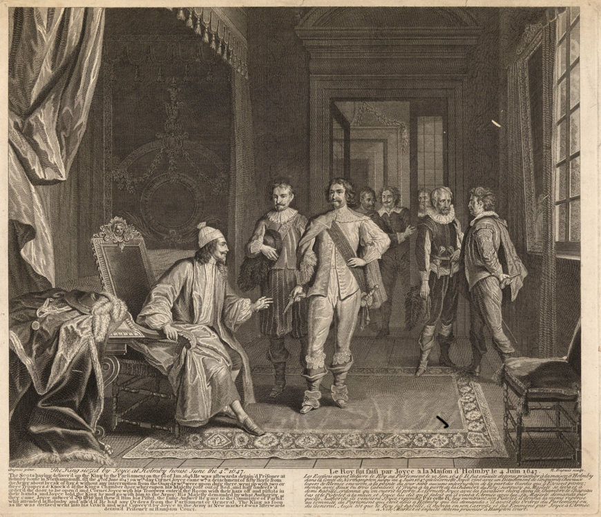 Nicolas-Gabriel Dupuis, The King siezed by Joyce at Holmby house June the 4th. 1647. c.1728, engraving, 41.2 x 49.4 cm