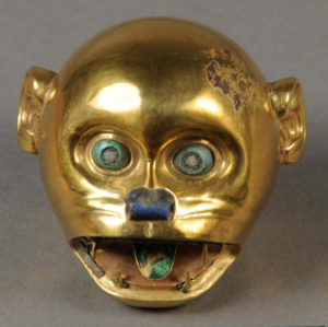 A golden monkey head looted from the Sipán site (photo: New Mexico Department of Cultural Affairs)