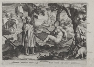 Theodoor Galle (after Johannes Stradanus) "The Discovery of America," from Nova Reperta, c. 1600, engraving, 27 x 20 cm, published by Philips Galle (The Metropolitan Museum of Art, New York)