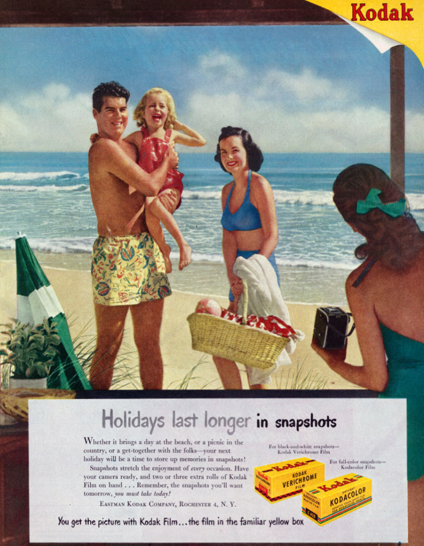 Kodak advertisement showing family on holiday, Look magazine, 1949 (image: Classic Film, CC BY-NC 2.0)