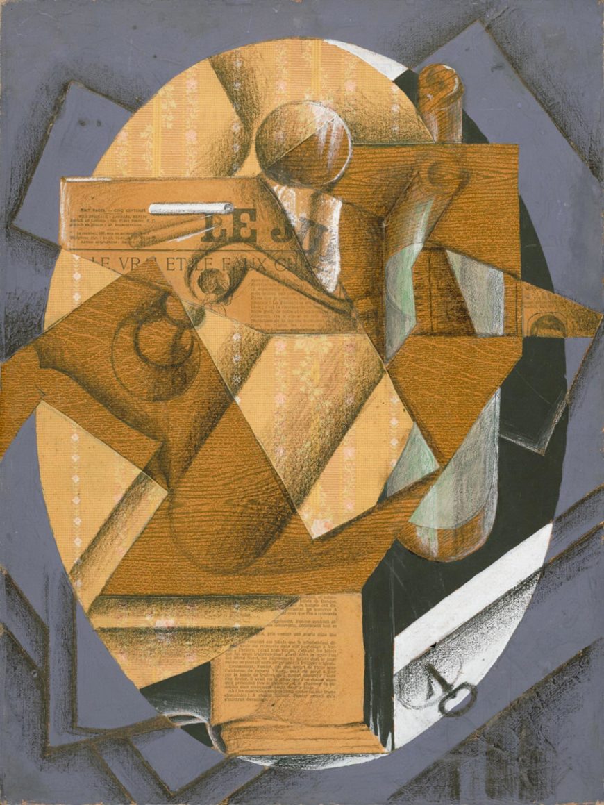 Juan Gris, The Table, 1914, paper, opaque watercolor, and charcoal on canvas, 23 1/2 x 17 1/2 inches (Philadelphia Museum of Art)