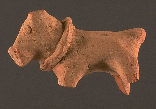 Dog from Harappa, 2600 - 1900 B.C.E., terracotta, 1.9 x 5.3 x 3.3 cm (© Richard H. Meadow, Department of Archaeology and Museums, Government of Pakistan)