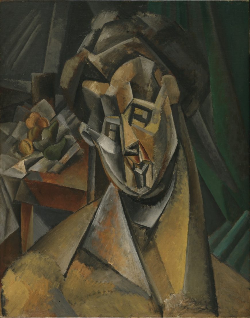 Pablo Picasso, Woman with Pears, 1909, oil on canvas, 36 1/4 x 27 7/8 inches (MoMA)