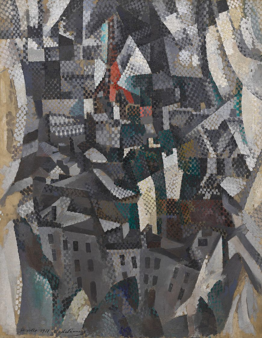 Robert Delaunay, The City, 1911, oil on canvas, 57 1/16 x 44 1/8 inches (Solomon R. Guggenheim Museum, New York)
