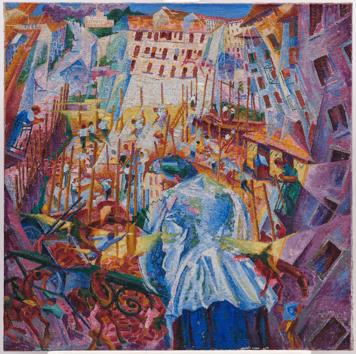 Umberto Boccioni, The Street Enters the House, 1911, oil on canvas, 100 x 100.6 cm (Sprengel Museum, Hannover)