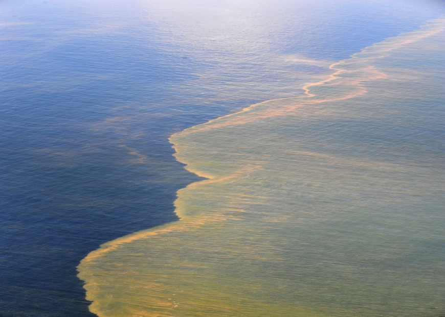 Oil from the Deepwater Horizon oil spill approaches the coast of Mobile, Alabama, 2010 (public domain)