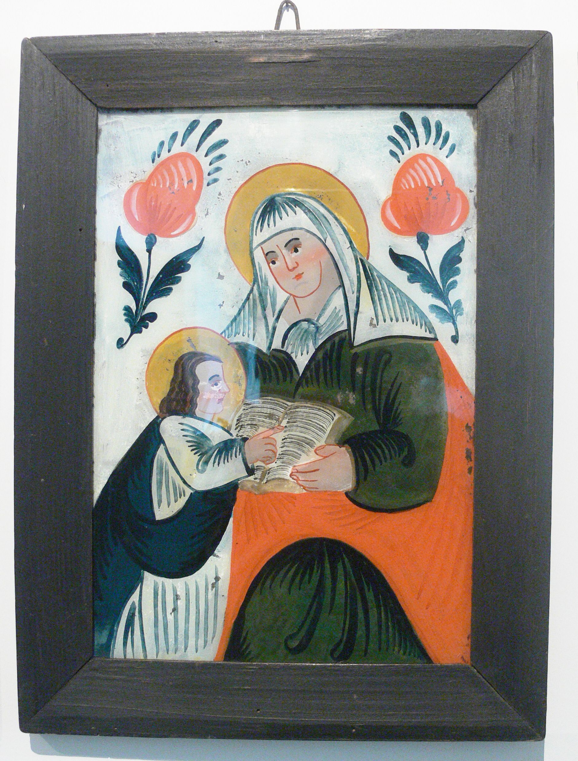 Unknown artist, Anna Teaching Mary, glass painting, early 19th century (Museum für Volkskultur in Württemberg, Waldenbuch) 