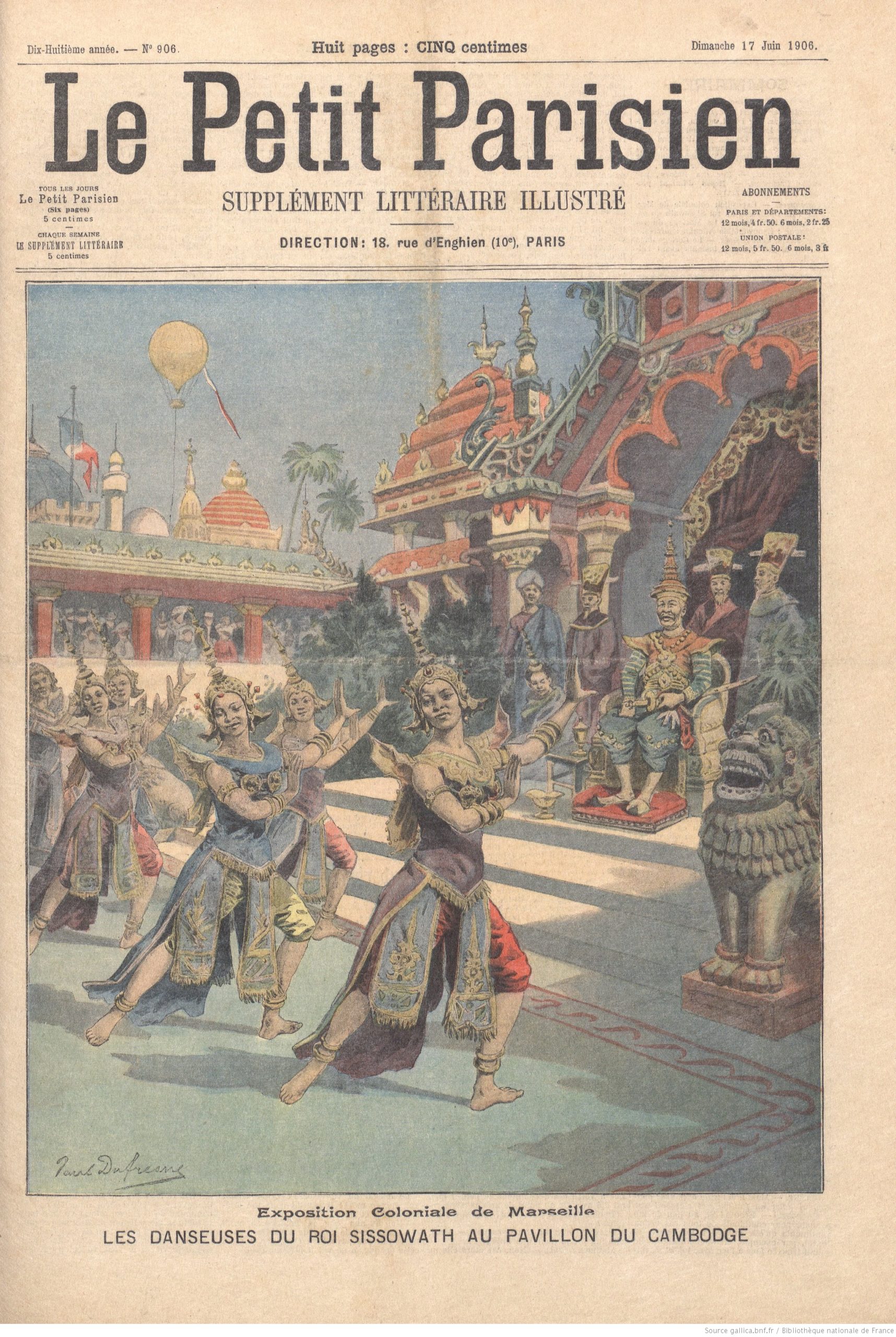 Cambodian dancers at the Colonial Exposition, Illustration for Le Petit Parisien, June 17, 1906