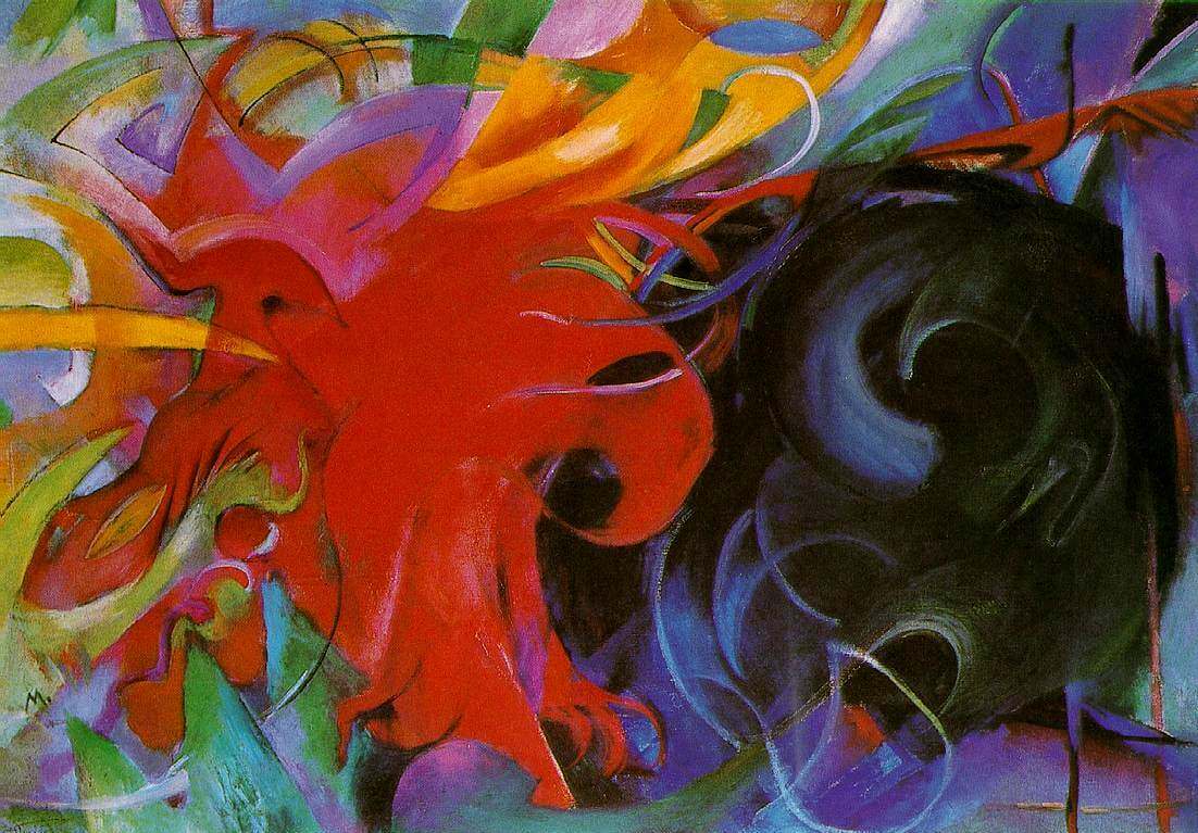 Franz Marc, Fighting Forms, 1914, oil on canvas, 91 x 131 cm (Bavarian State Painting Collections, Munich) 