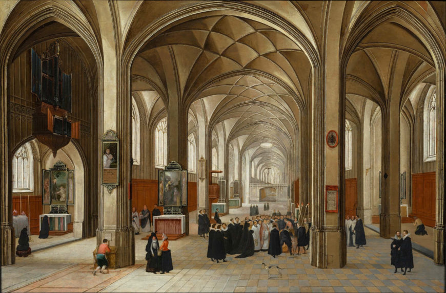 Pieter Neef, Interior of a Gothic Church, 1606, oil on copper, 38 x 56 cm