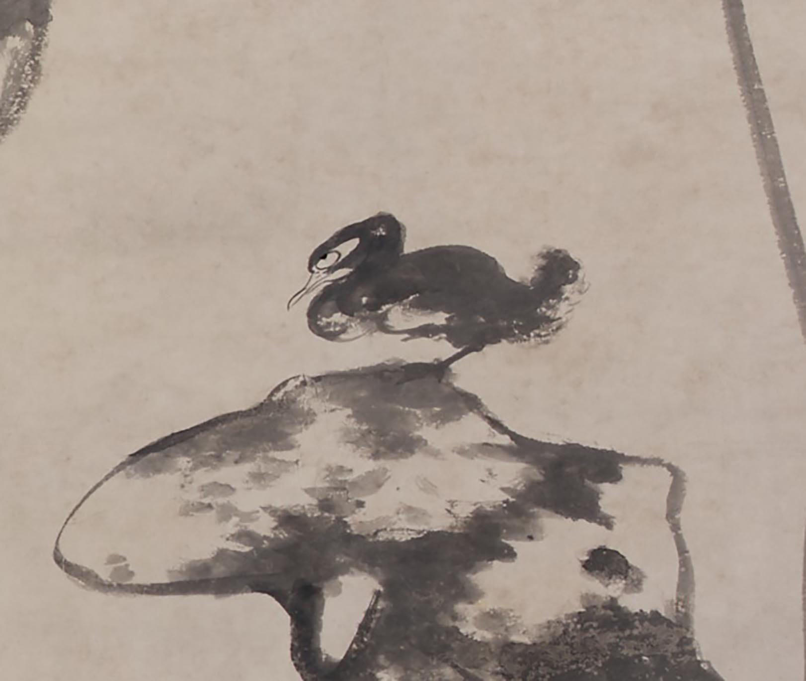 Thumbnail Bada Shanren 八大山人 (朱耷), Lotus and Ducks (colophon by Wu Changshuo 吳昌碩), c. 1696 (Qing dynasty), ink on paper (hanging scroll), image 185 x 95.8 cm (Freer Gallery of Art and Arthur M. Sackler Gallery, Smithsonian Institution).