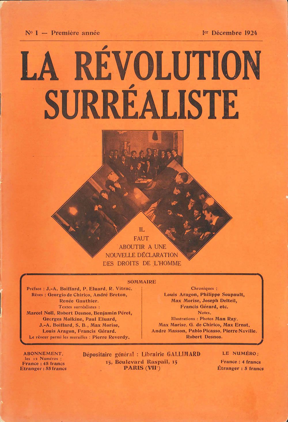Portada de La Révolution Surréaliste, núm. 1, diciembre de 1924