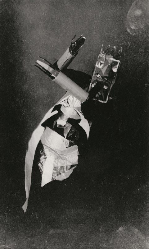 Photo of Sophie Täuber dancing at the opening of Galerie Dada, March 1917