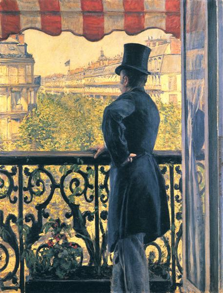Gustave Caillebotte, Man on a Balcony: Boulevard Haussmann, 1880, oil on canvas, 116 x 89 cm (Private Collection)