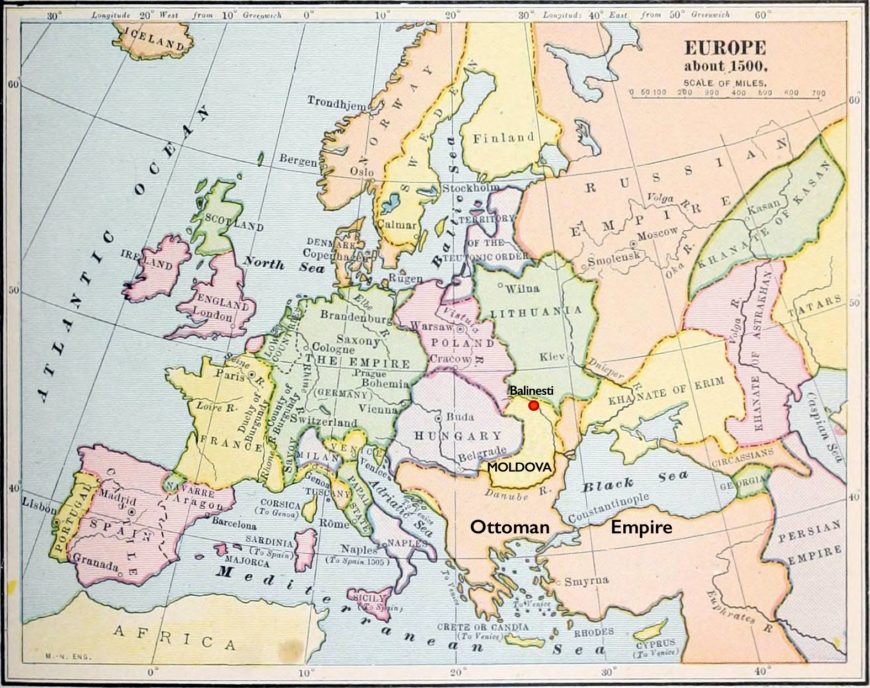 Map of Europe and West Asia, c. 1500