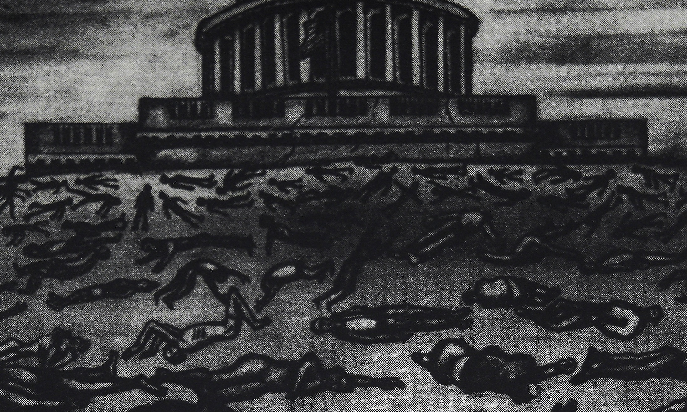 Thumbnail - Sue Coe, Aids won't wait, the enemy is here not in Kuwait, 1990, photo-etching on paper, 23.8 x 32.5 cm (Pennsylvania Academy of the Fine Arts, © Sue Coe)