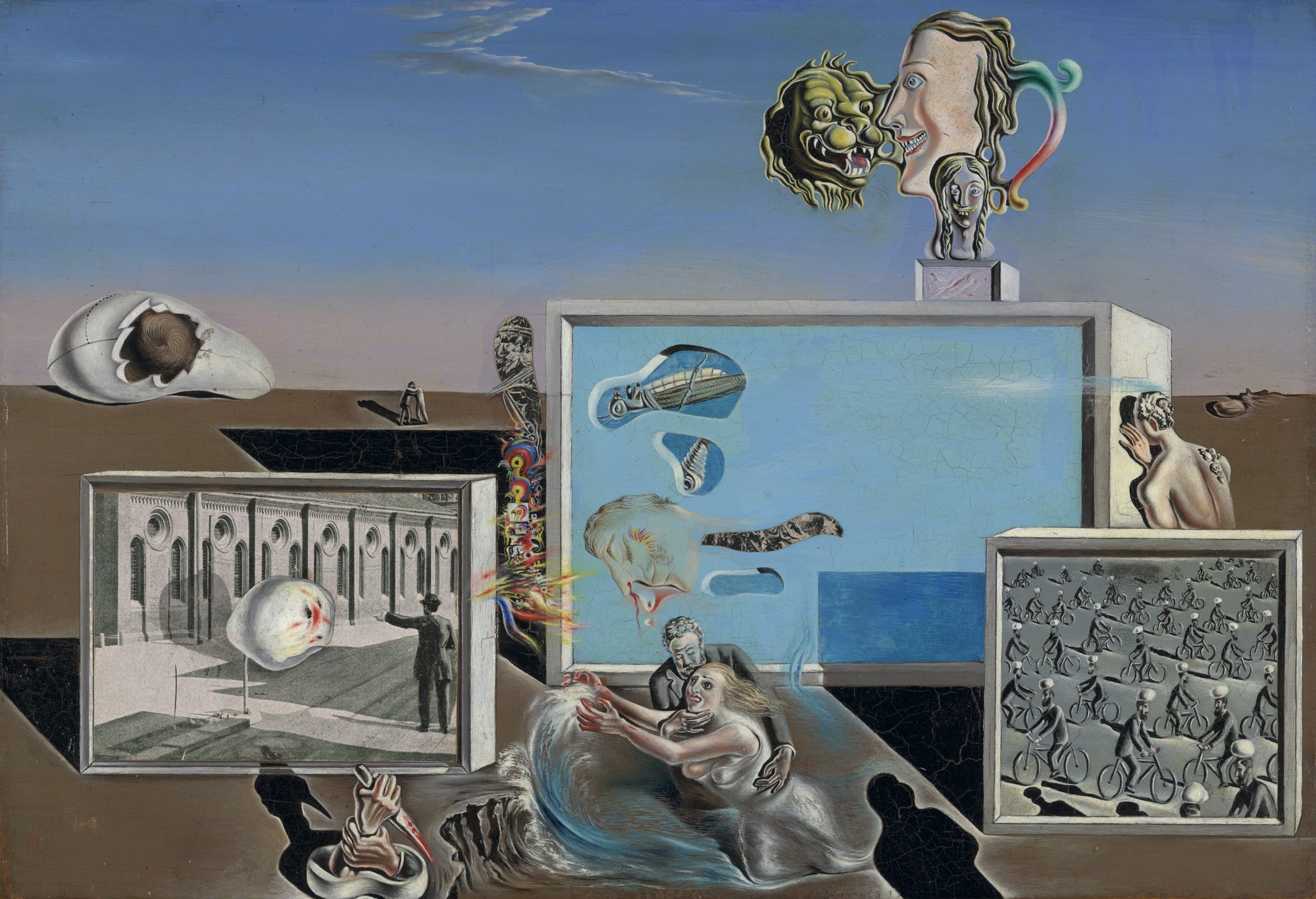 Salvador Dalí, Illumined Pleasures, 1929, oil and collage on board, 9 3/8 x 13 ¾ inches (MoMA)