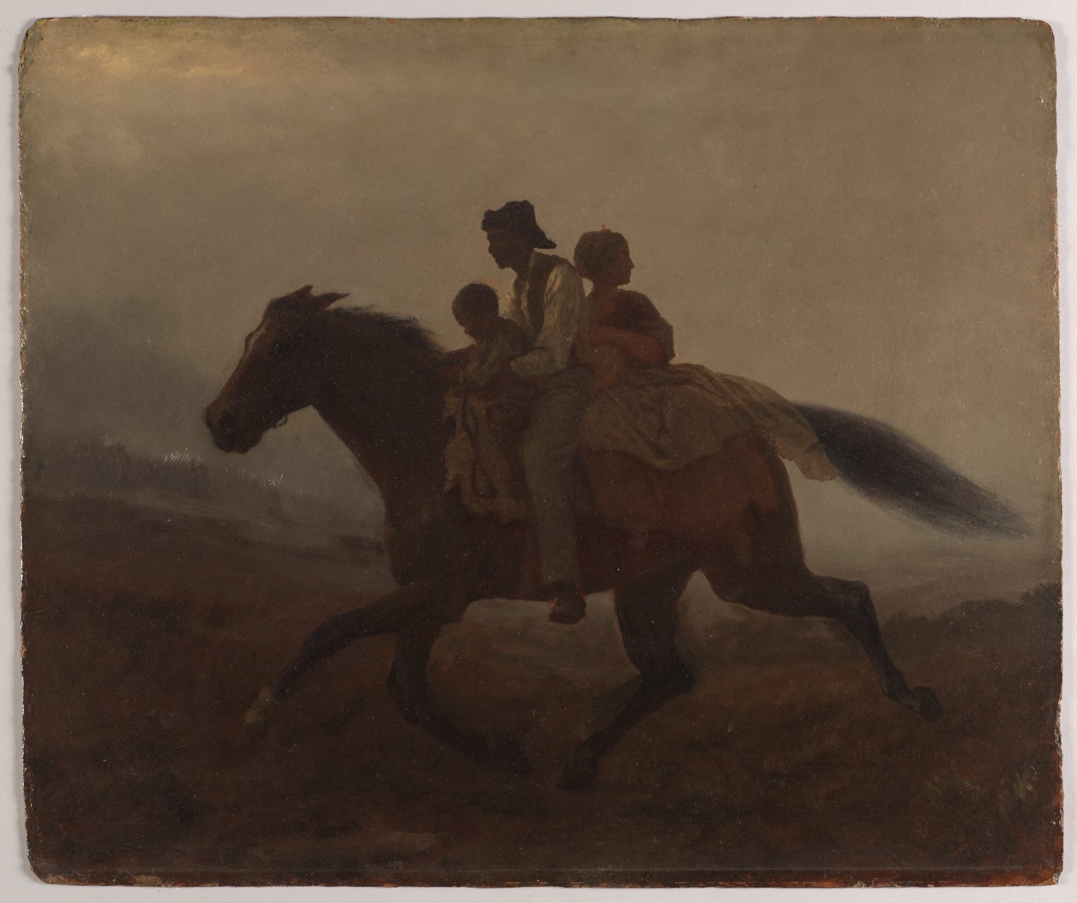 Eastman Johnson, A Ride for Liberty — The Fugitive Slaves, c. 1862, oil on paper board, 55.8 x 66.4 cm (Brooklyn Museum)