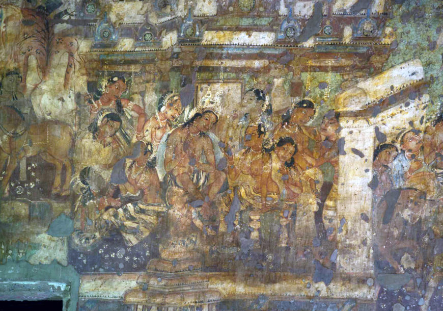 Mural in cave 1, Ajanta, 5th century C.E., Aurangabad