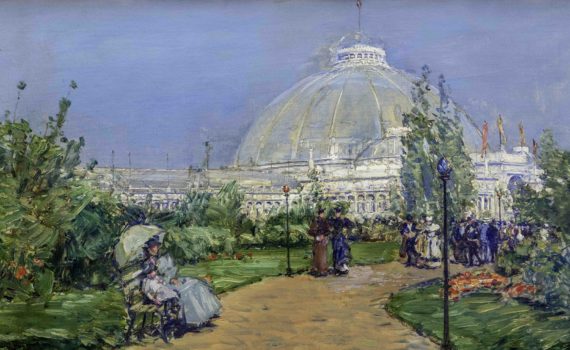 Childe Hassam, Horticulture Building, World's Columbian Exposition, Chicago, 1893, oil on canvas 18-1/2 x 26-1/4 inches / 47.0 x 66.7 cm (Terra Foundation for American Art, Daniel J. Terra Collection, 1999.67)