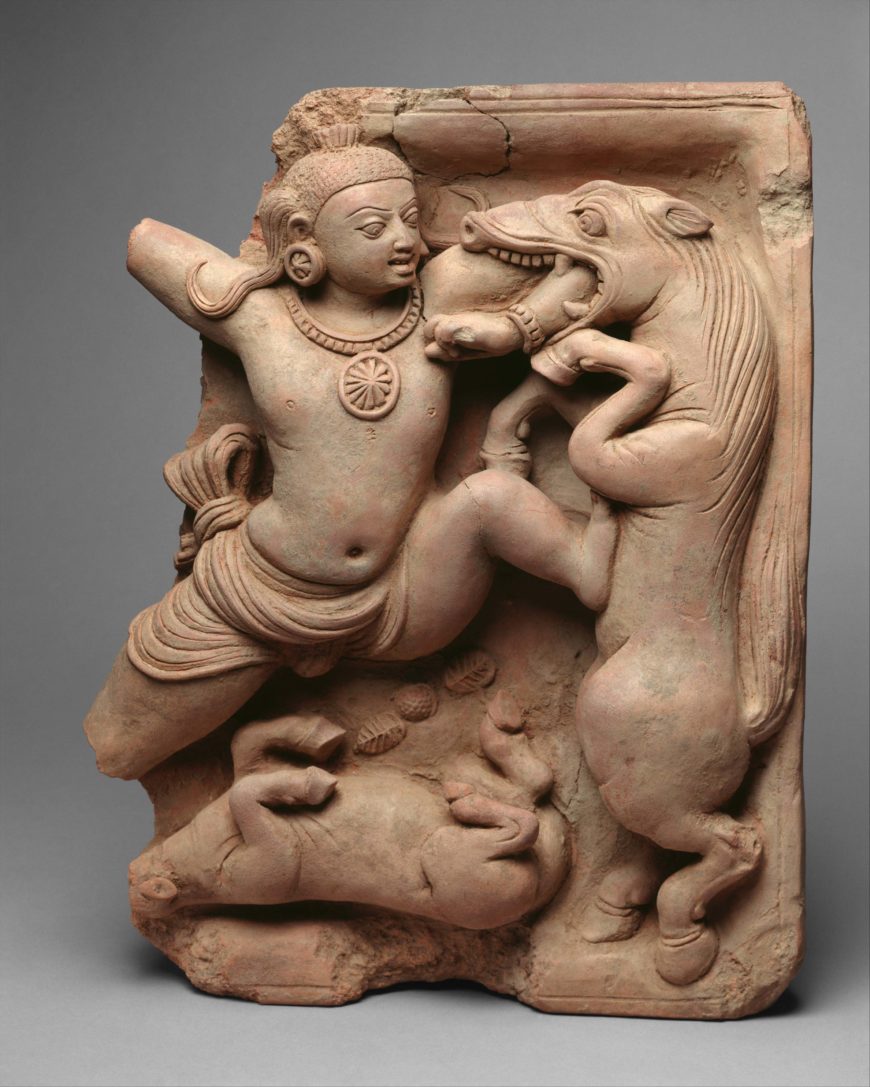 Krishna Killing the Horse Demon Keshi, 5th century, terracotta (The Metropolitan Museum of Art)