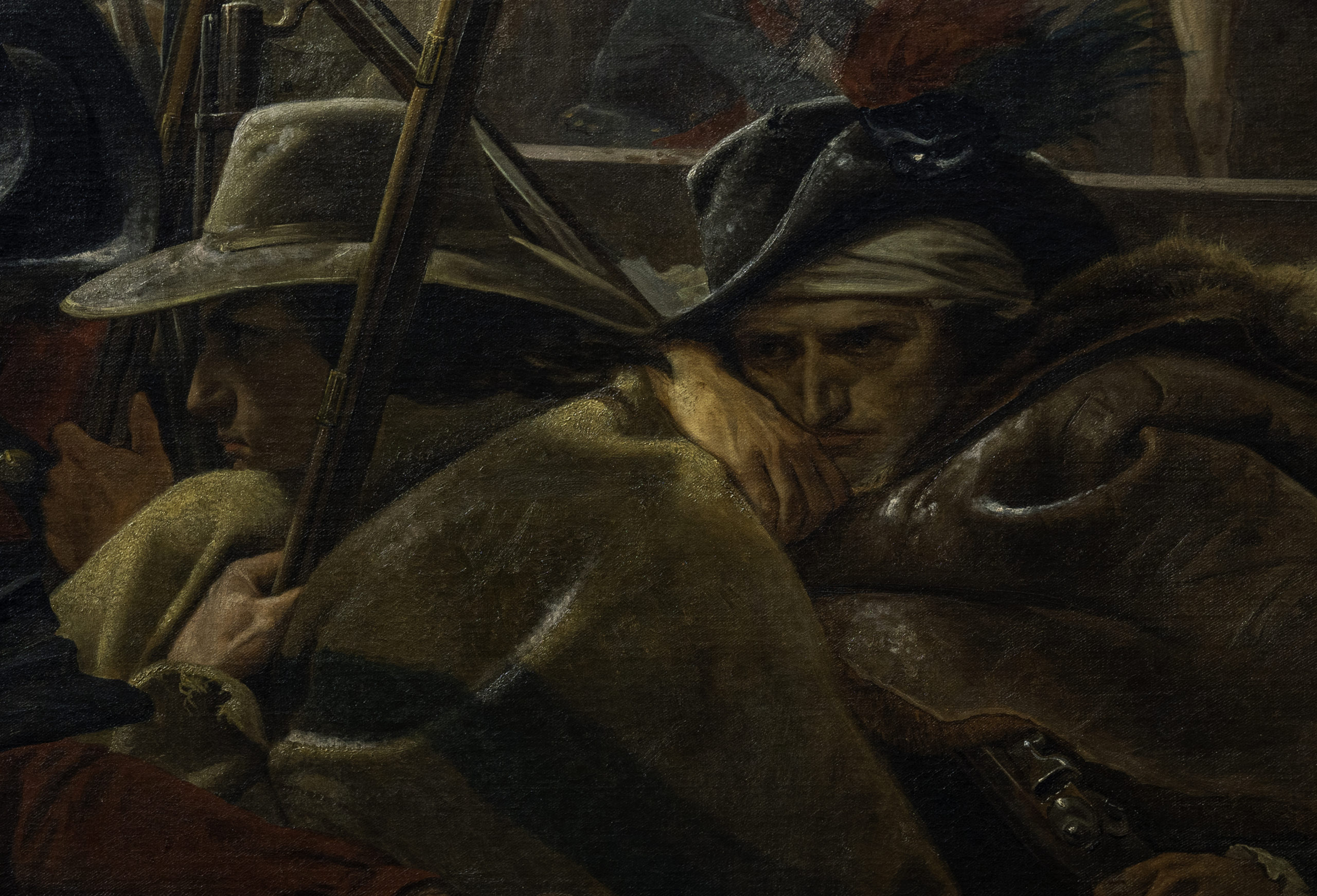 Farmers huddled against cold at middle of boat (detail) Emanuel Leutze, Washington Crossing the Delaware, 1851, oil on canvas, 378.5 x 647.7 cm (Metropolitan Museum of Art, photo: Steven Zucker, CC BY-NC-SA 2.0)