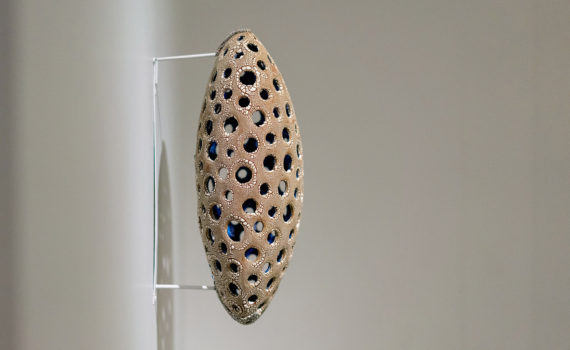 Thumbnail, Courtney Leonard, ARTIFICE Ellipse | Log: 18-3, coiled micaceous clay with glaze, 5 3/8 x 15 x 7 inches (Newark Museum of Art) © Courtney M. Leonard