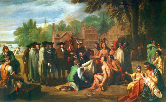 Benjamin West, Penn's Treaty with the Indians, 1771-72, oil on canvas, 191.8 x 273.7 cm (Pennsylvania Academy of the Fine Arts)