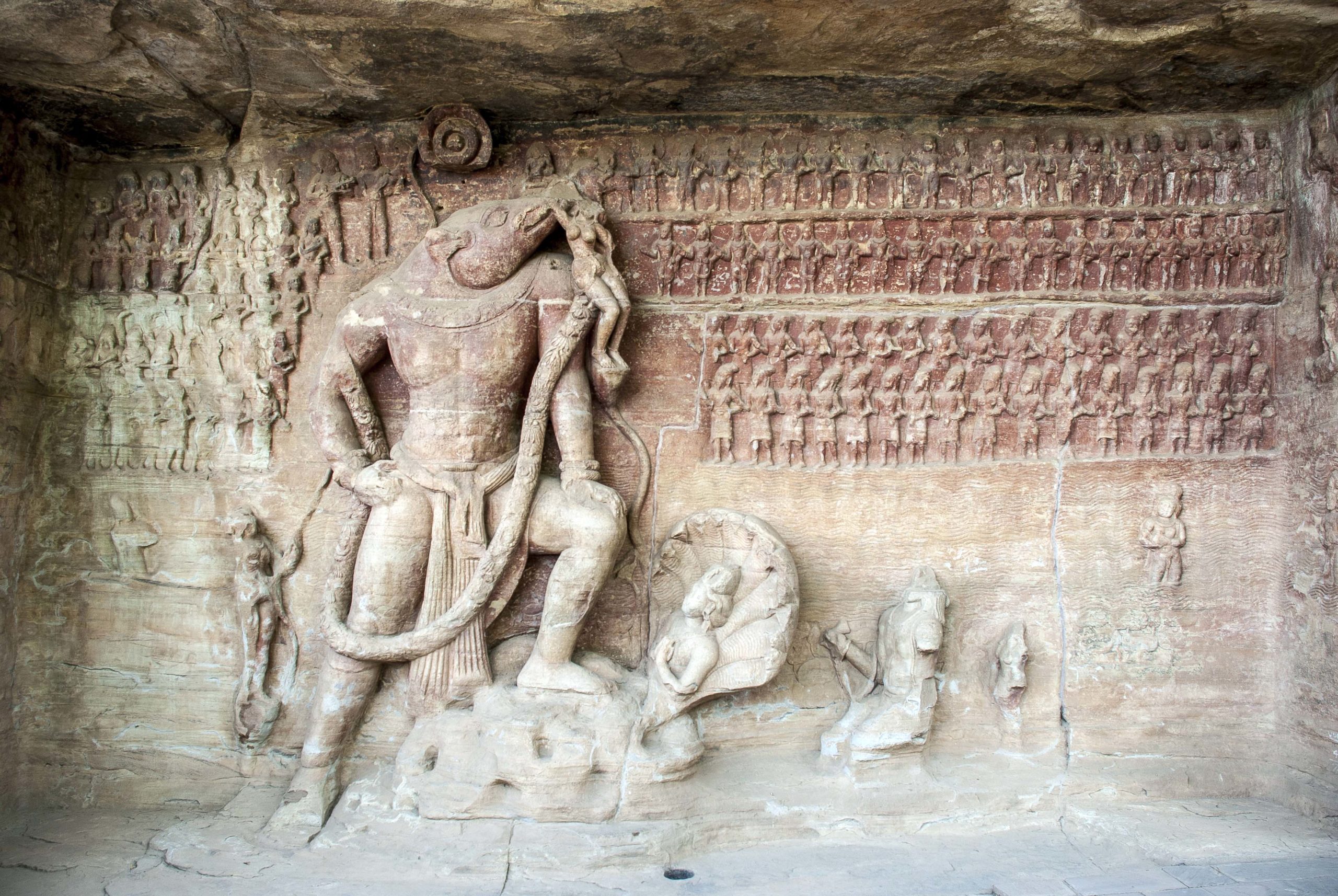 Varaha panel, cave number 5, 5th century C.E., Udaigiri rock-cut caves, Madhya Pradesh (public domain)