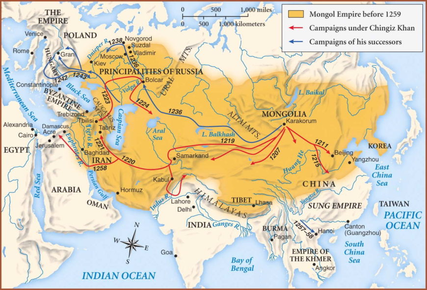 Mongol Empire mid 13th century