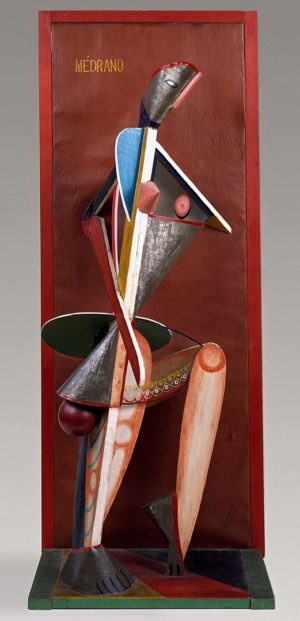 Alexander Archipenko, Médrano II, 1913, painted tin, wood, glass and oil cloth, 49 7/8 x 20 ¼ x 12 ½ inches (Solomon R. Guggenheim Museum, New York)