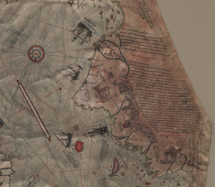 Piri Reis world map (detail), Isbantul 1513 CE / AH 919. Istanbul, Topkapi Sarayi Museum, No. H 1824