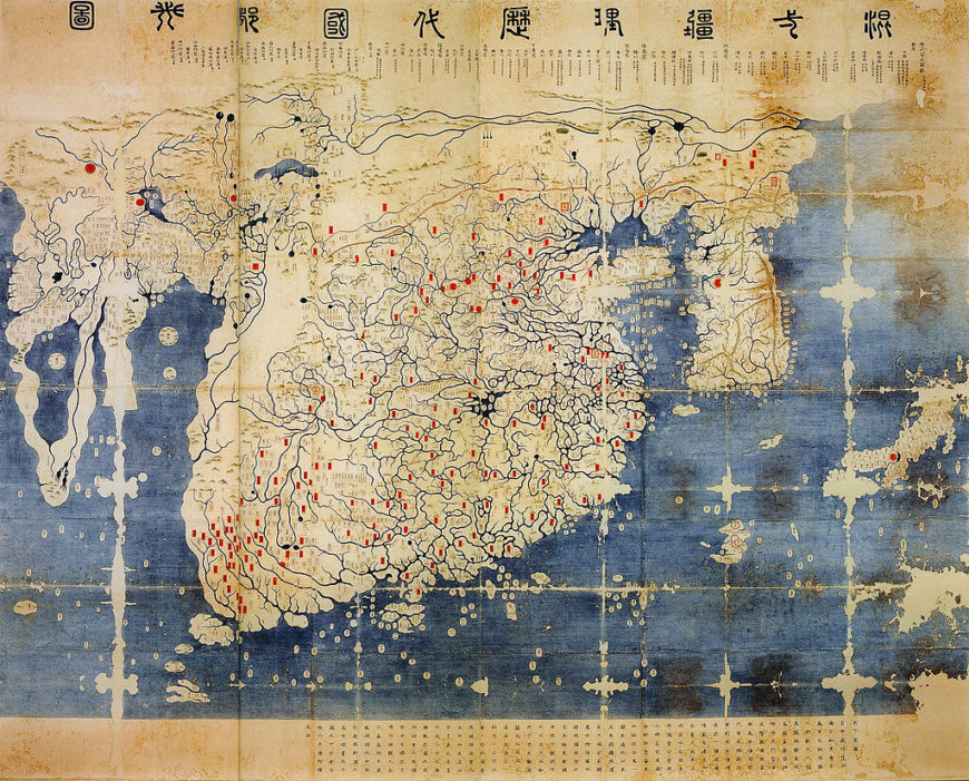 Kangnido Map, 1402, copy from the late 15th century. Honkoo-ji Tokiwa Museum of Historcal Materials, Shimabara, Nagasaki prefecture, Japan