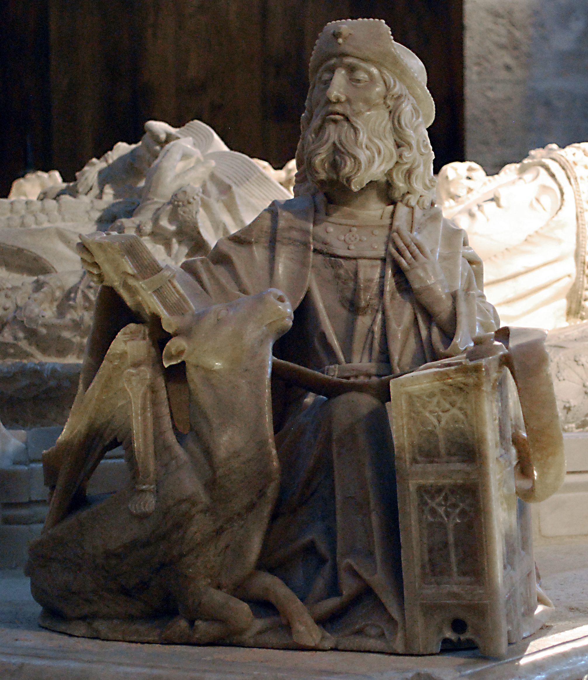 Gil de Siloe, The Tomb of Juan II of Castile and Isabel of Portugal, detail of St. Luke, 1489-93, alabaster (photo: Concierge.2C, CC BY-SA 3.0)
