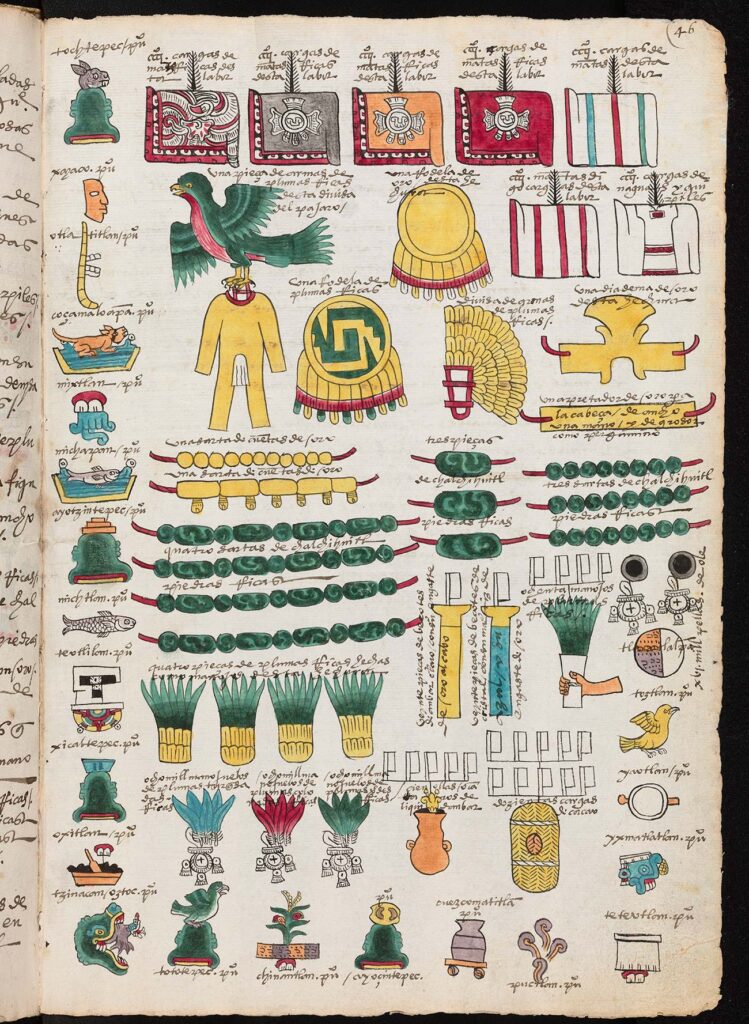 Codex Mendoza, 1542, possibly Francisco Gualpuyogualcal and Juan Gonzalez (artists), Nahua and Spanish culture, made in Mexico City (Oxford, Bodleian Library, Ms. Arch. Selden A.1)