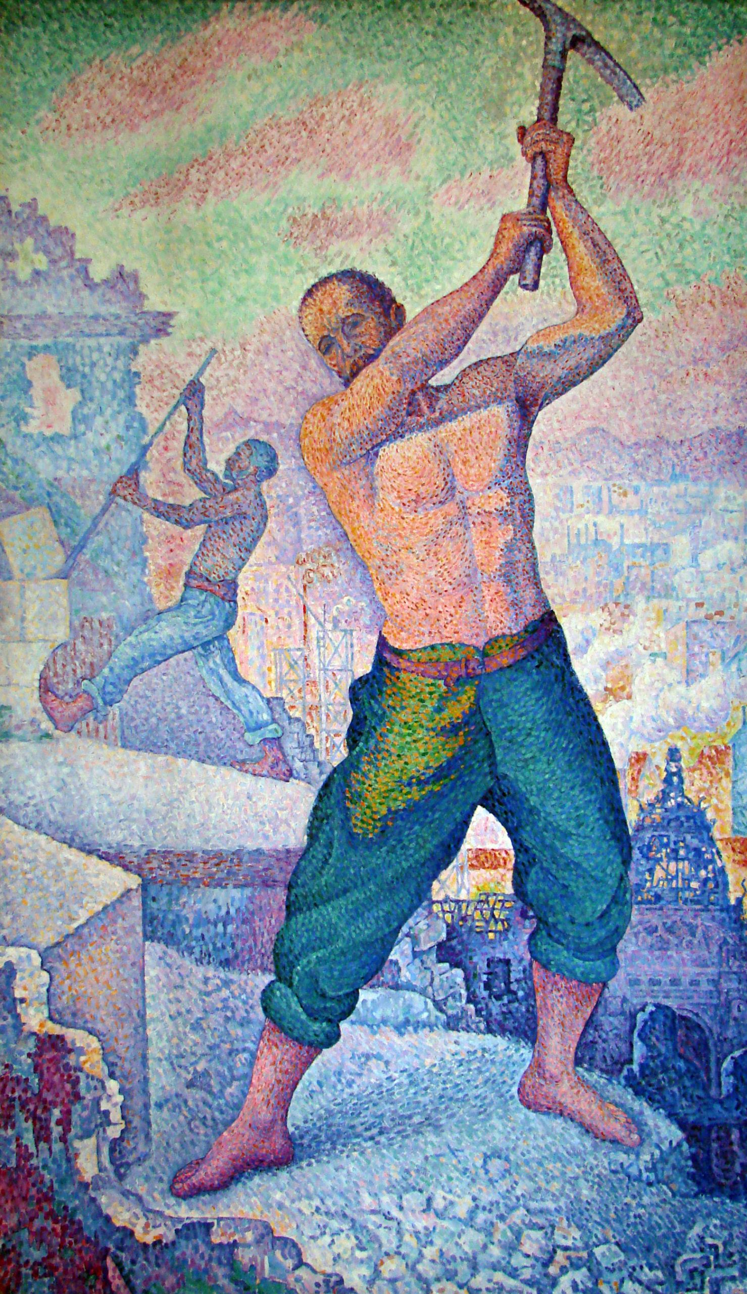 Paul Signac, The Demolition Worker, 1887-89, oil on canvas, 250 x 152 cm (Musée d’Orsay)