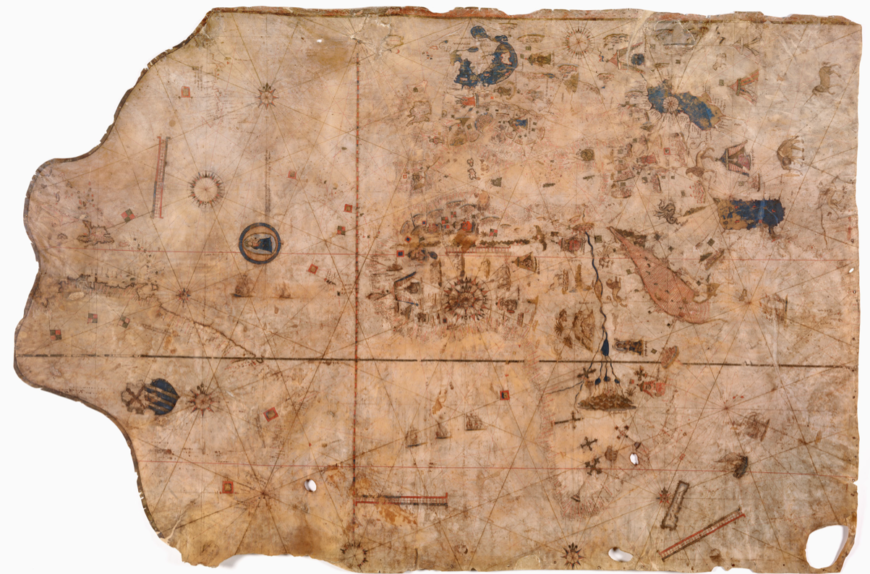 Portolan Chart, 1516, Vesconte Maggiolo, made in Naples. Parchment, 102 x 152 cm. The Huntington Library, Art Collections, and Botanical Gardens, San Marino, California, HM 427