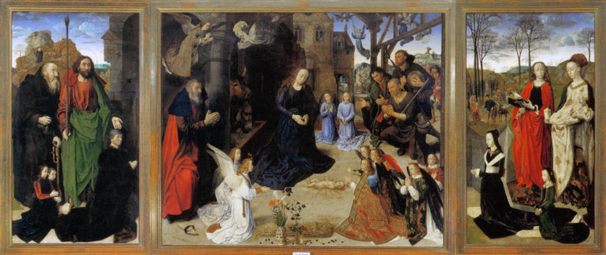 Hugo van der Goes, Portinari Altarpiece, 1476 and 1470, oil on panel, 253 cm x 586 cm(Uffizi Gallery)