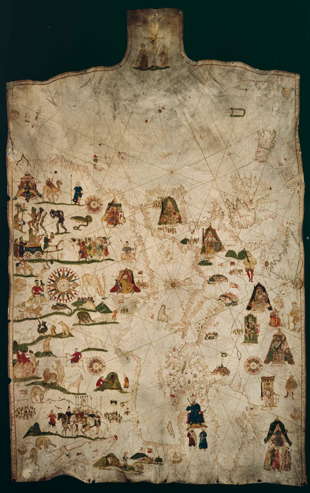 Nautical Chart, 1586, Mateo Prunes, Spain, parchment, 46 1/16 x 27 9/16 inches (Bibliothèque nationale de France, Paris, GE AA-570)