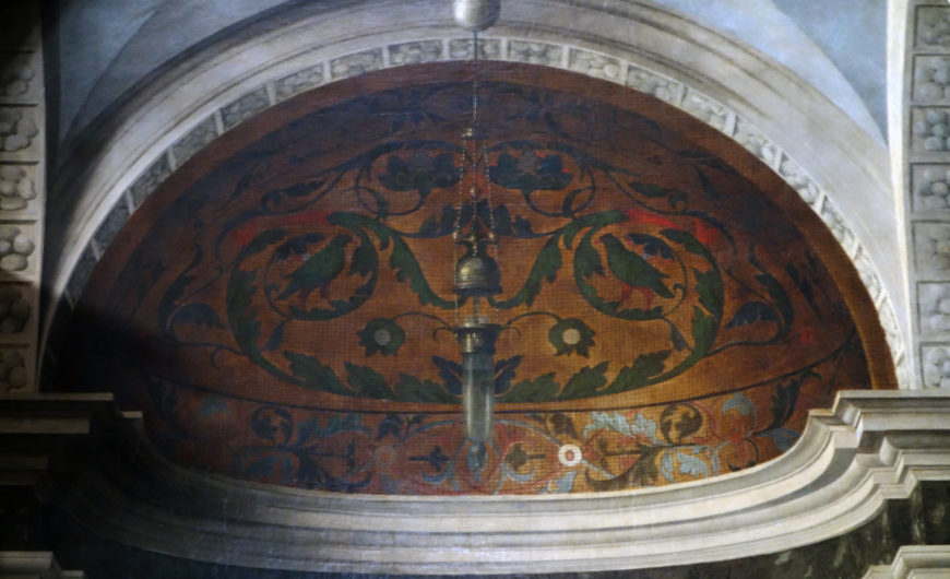 Apse dome (detail), Giovanni Bellini, San Zaccaria Altarpiece, 1505, oil on wood transferred to canvas, 16 feet 5-1/2 inches x 7 feet 9 inches (San Zaccaria, Venice)