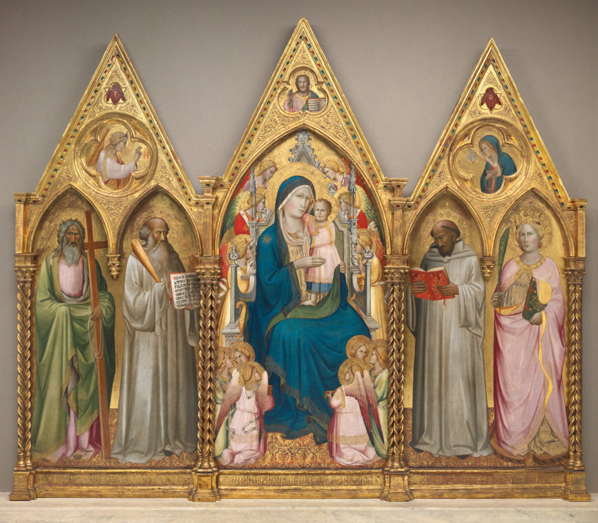 Agnolo Gaddi, Madonna and Child with Saints Andrew, Benedict, Bernard, and Catherine of Alexandria with Angels, shortly before 1387, tempera on poplar panel (National Gallery of Art, Washington D.C.)