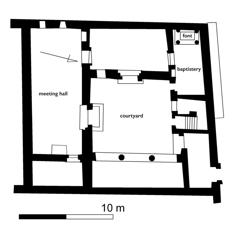Dura Europos, house church floor plan, c. 230 (adapted from plan by Udimu, CC BY-SA 3.0)