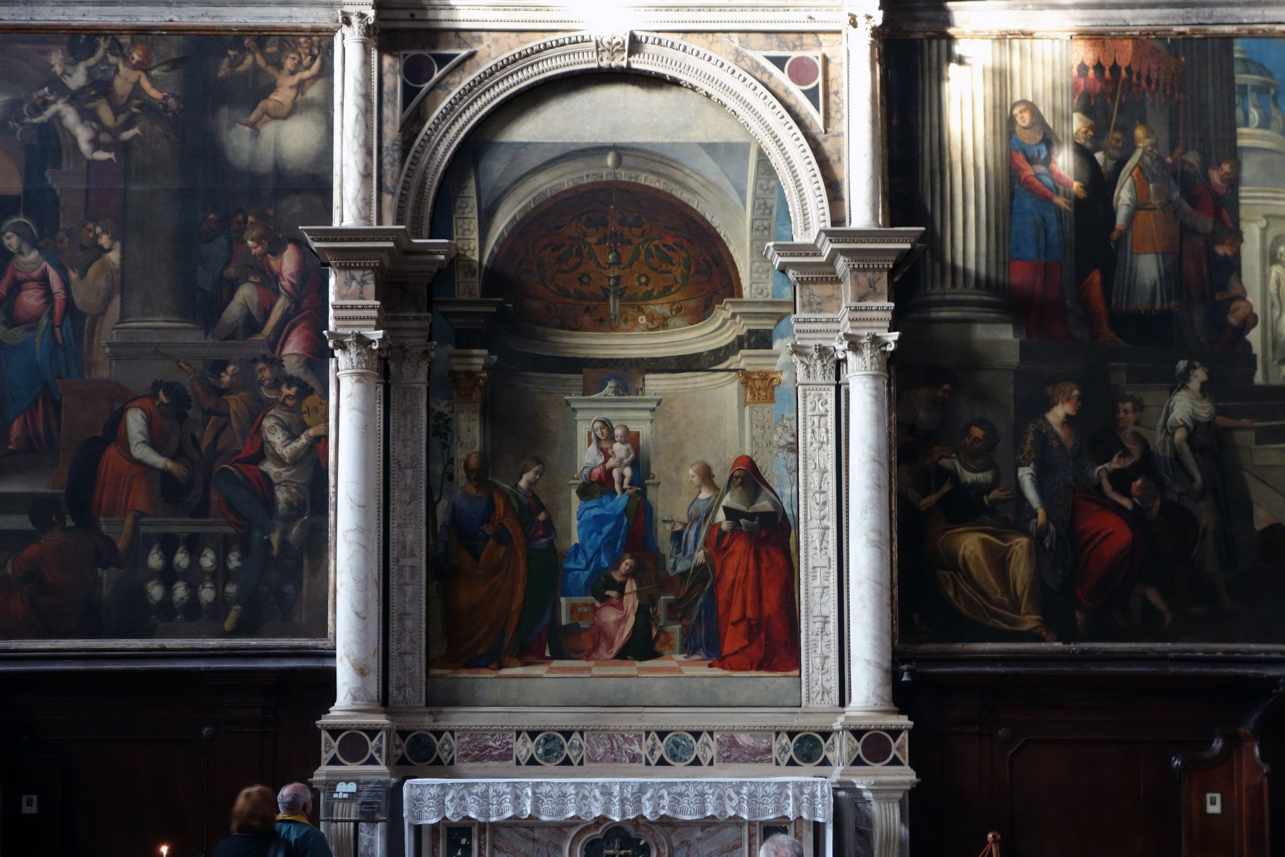 Giovanni Bellini, San Zaccaria Altarpiece, 1505, oil on wood transferred to canvas, 16 feet 5-1/2 inches x 7 feet 9 inches (San Zaccaria, Venice)