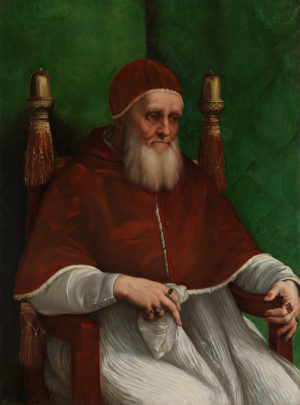 Raphael, Portrait of Pope Julius II, 1511, oil on poplar, 108.7 x 81 cm (National Gallery, London)