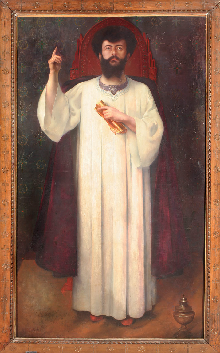 Jean Delville, Portrait of the Grand Master of the Rosicrucians in Choir Dress, 1895, oil on canvas (Musée des Beaux Arts, Nîmes)
