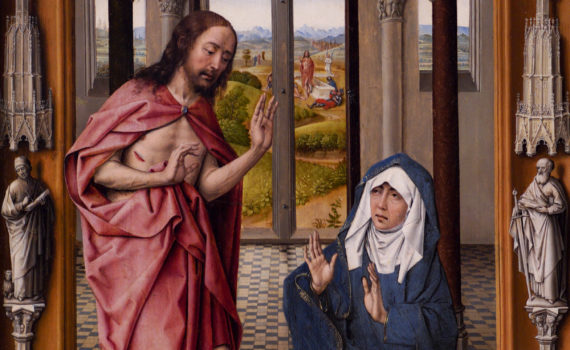 A miraculous appearance for a queen: Juan de Flandes, Christ appearing to his mother