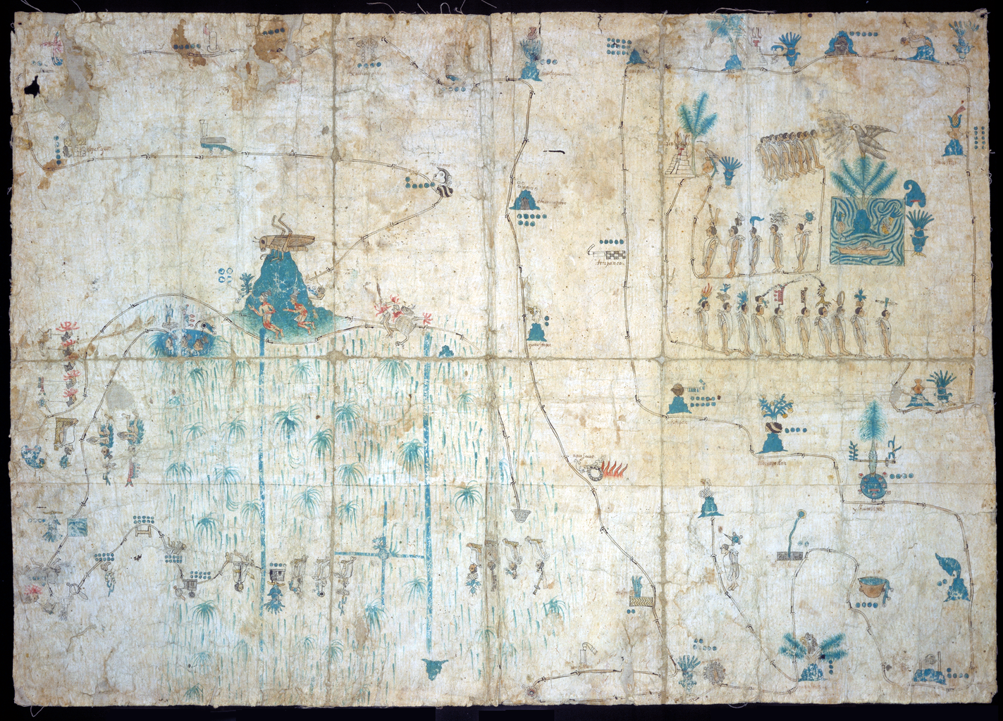 Mapa Sigüenza, 16th century, amatl paper, 54.5 x 77.5 centimeters (Museo Nacional de Antropología, Mexico City)