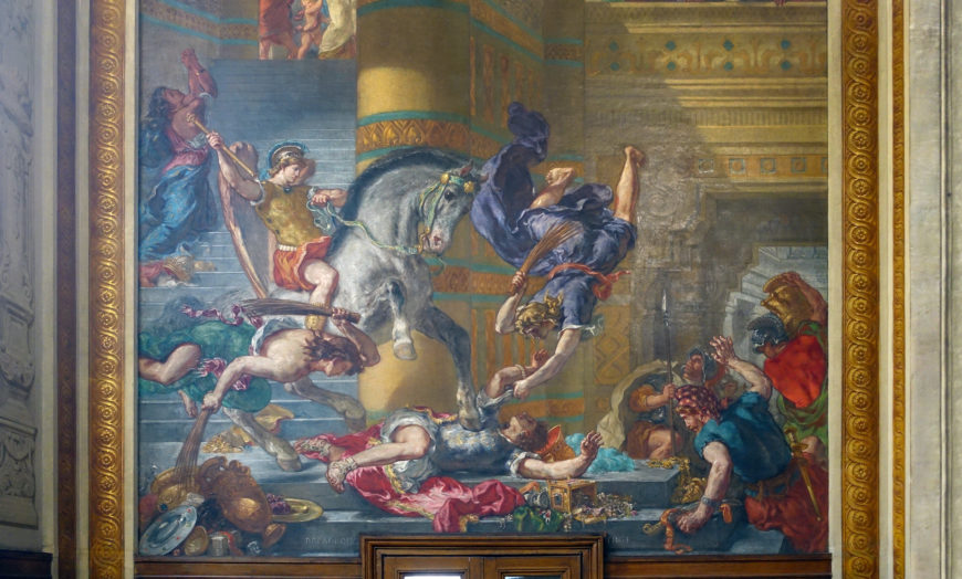 Eugène Delacroix, Heliodorus Vanquished from the Temple, part of a mural cycle in the Chapel of the Holy Angels, completed 1861, Church of Saint-Sulpice, Paris